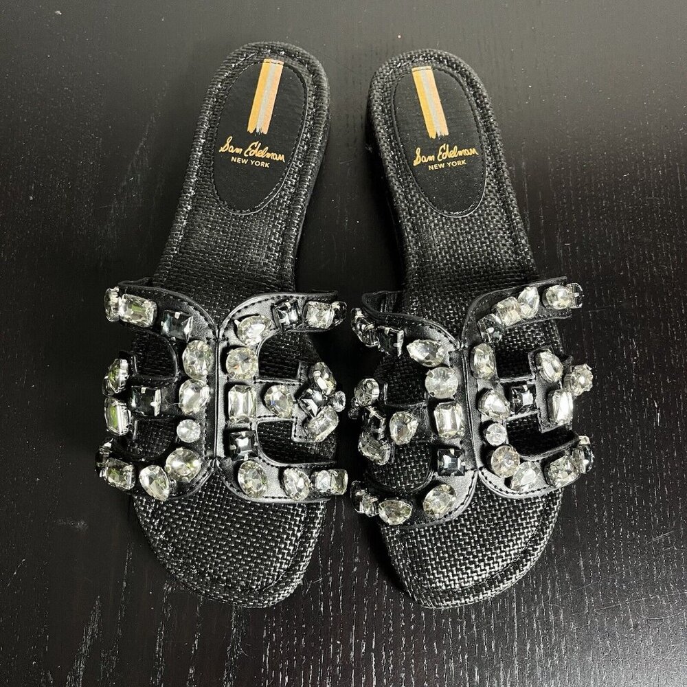 Sam Edelman Black Jeweled Slide Sandals